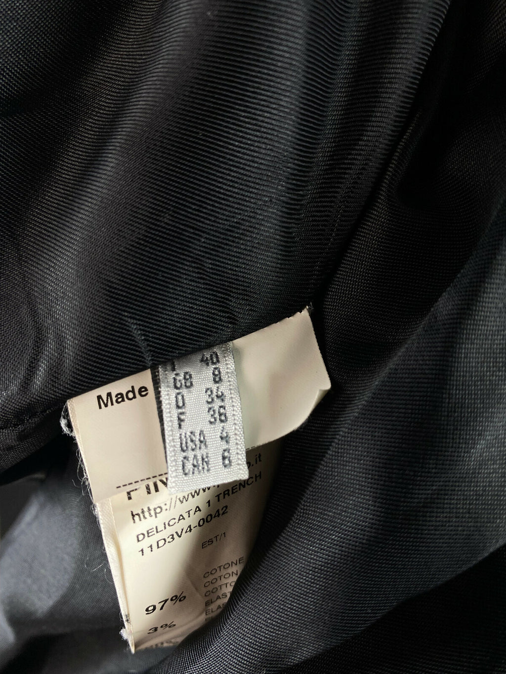 Pinko Black Cotton Double Breasted Belted Trench Coat – Size US 4 GB 8 IT 40