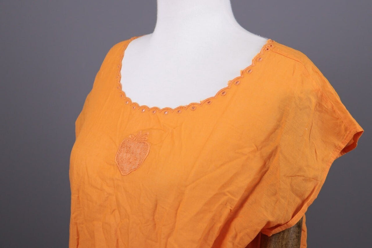 Gudrun Sjoden Orange Lagenlook Blouson Midi Tunic Dress – Size M