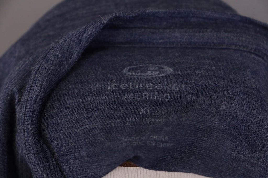 Icebreaker Merino Blue Striped Wool Crew Activewear Baselayer Shirt – Size XL