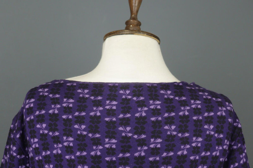 GUDRUN SJODEN Purple Viscose Floral 3/4 Sleeve Round Neck Blouse Top – Size L
