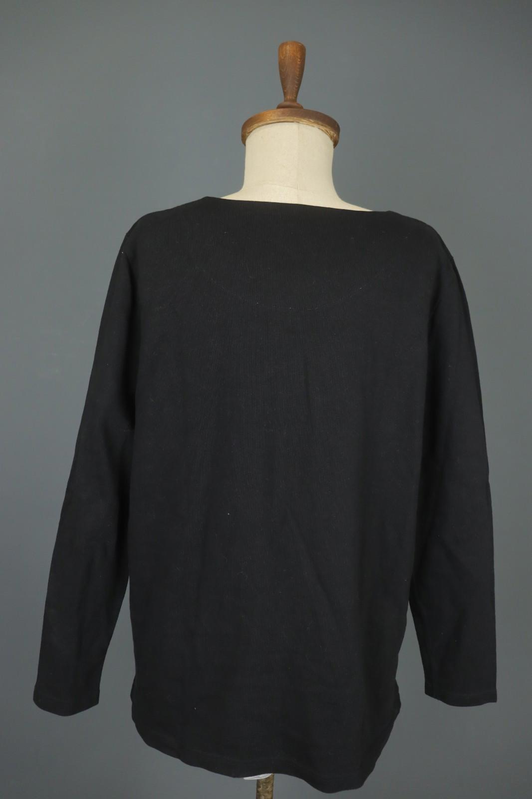 GUDRUN SJODEN Black Cotton Long Sleeve Round Neck Slit Pullover Sweater – Size M