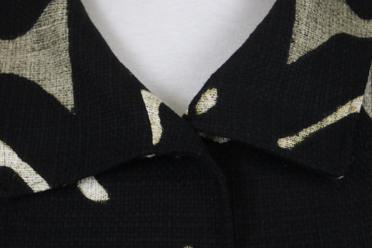 MAX MARA Black Abstract Print 3/4 Sleeve Button Front Blazer Jacket Coat – Size 6