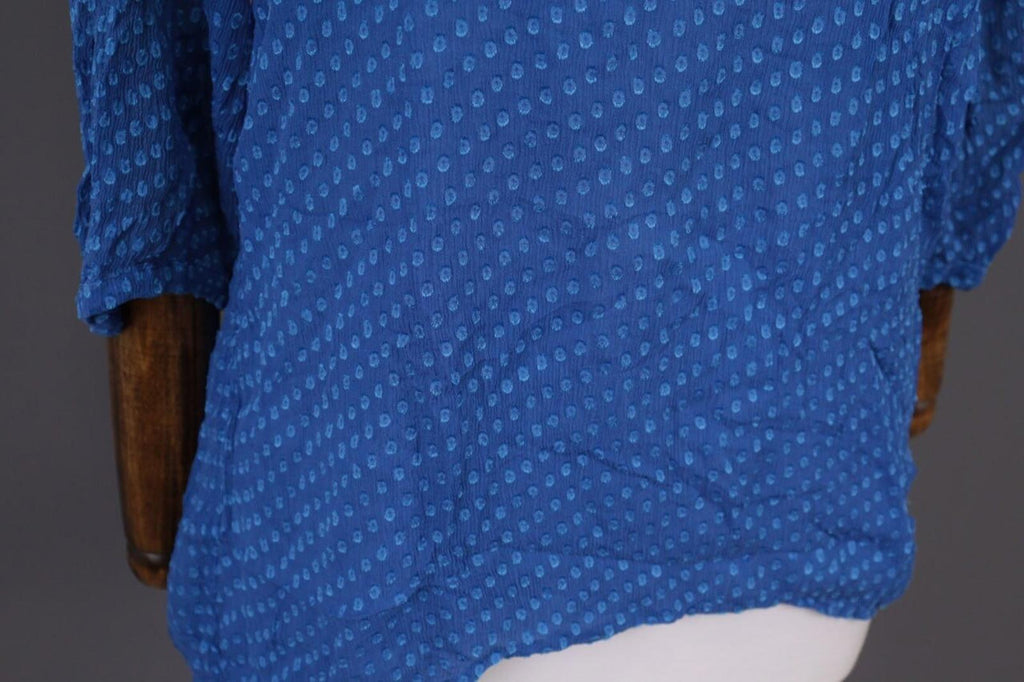 GRIZAS Blue Silk Textured Lagenlook 3/4 Sleeve Blouse Tunic – Size XS
