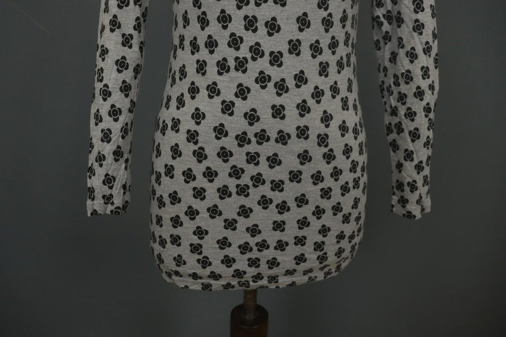GUDRUN SJODEN Gray & Black Floral Modal Long Sleeve Crew Neck Blouse Top – Size S