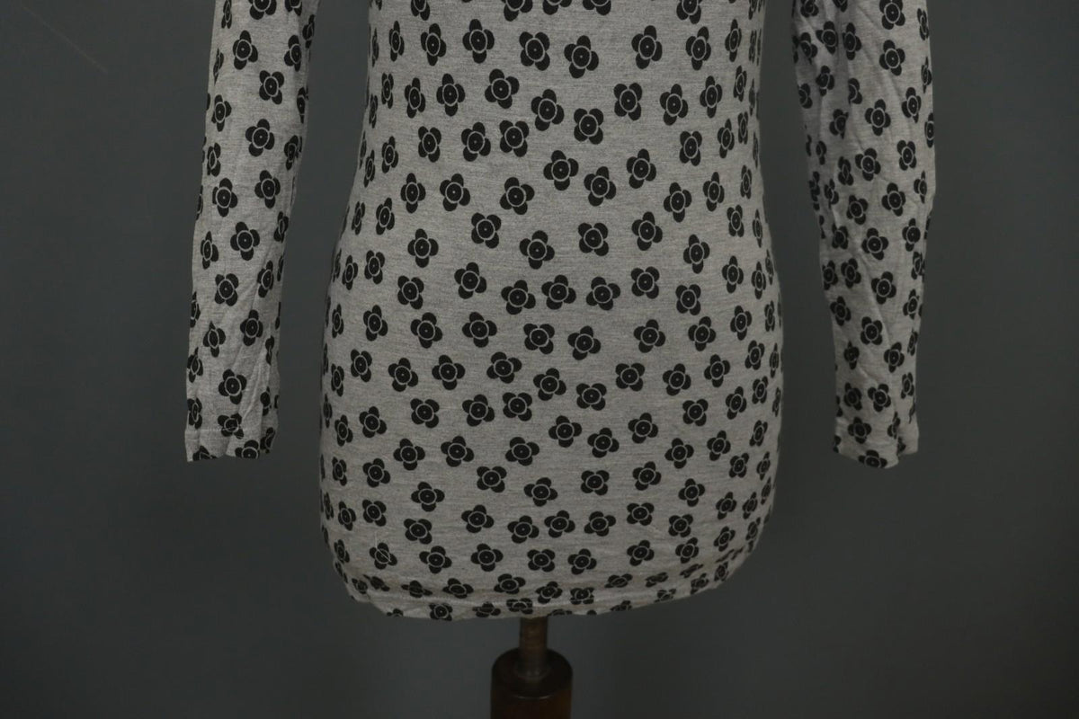 GUDRUN SJODEN Gray & Black Floral Modal Long Sleeve Crew Neck Blouse Top – Size S
