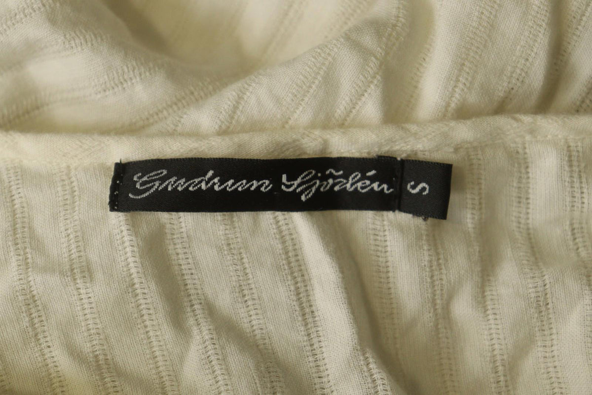 GUDRUN SJÖDEN Ivory Cotton Long Sleeve Tie Waist Button Front Shirt Dress – Size S