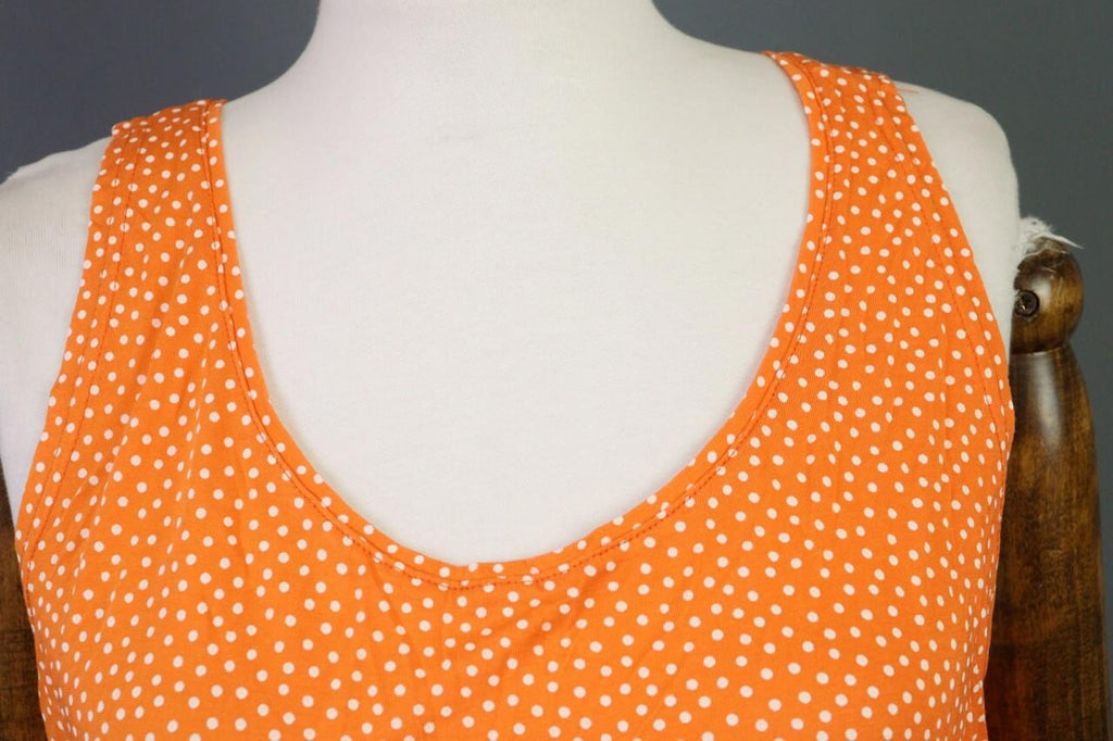 GUDRUN SJODEN Orange Dotted Oversized Sleeveless A-Line Shirt Dress – Size L