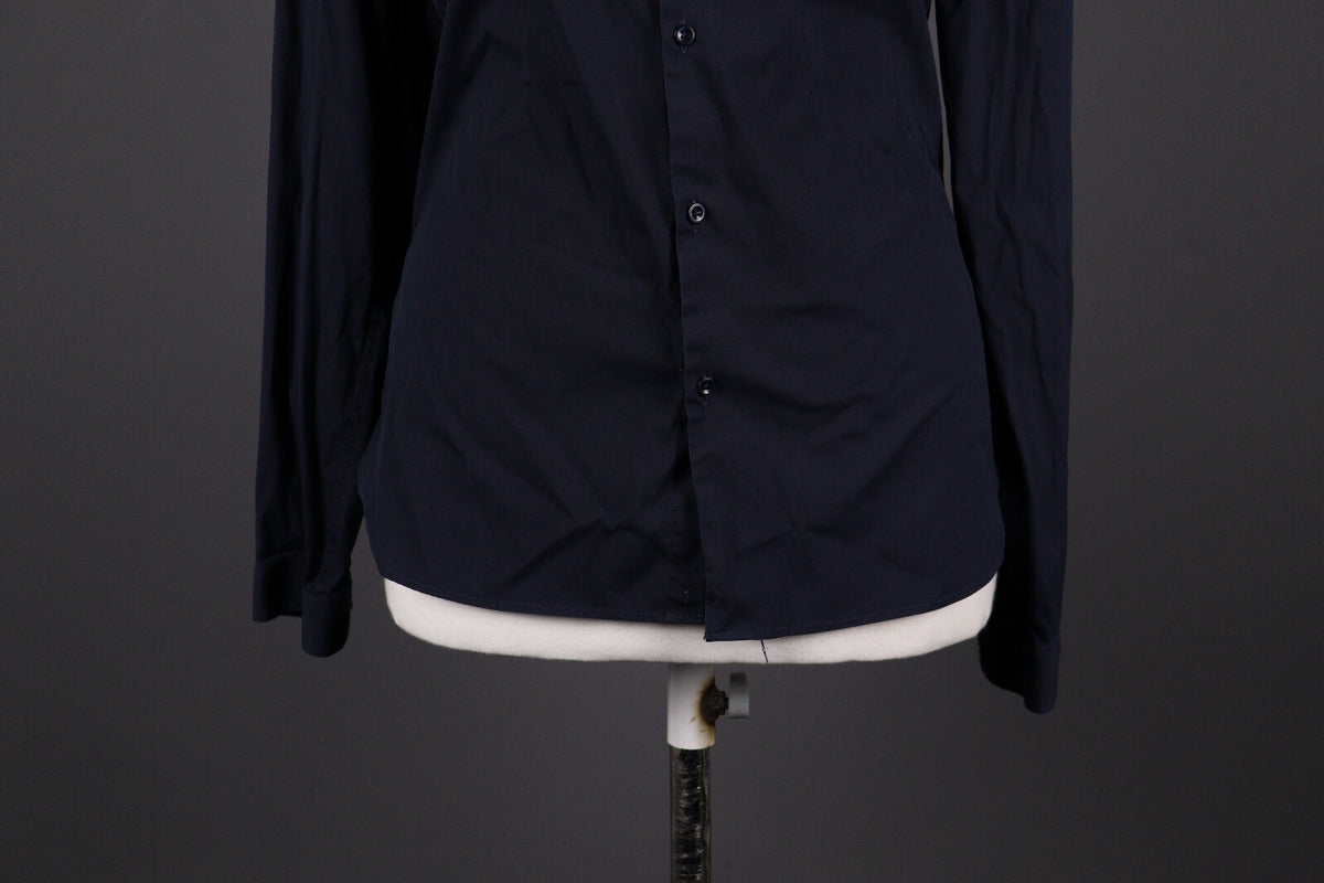 The Kooples Fitted Navy Black Long Sleeve Blouse Shirt – Size M
