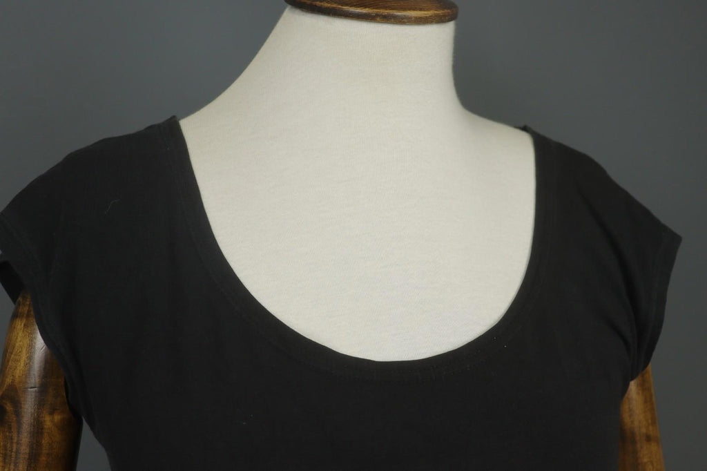 GUDRUN SJODEN Black Cotton Short Sleeve Scoop Neck Pullover Shift Dress – Size M