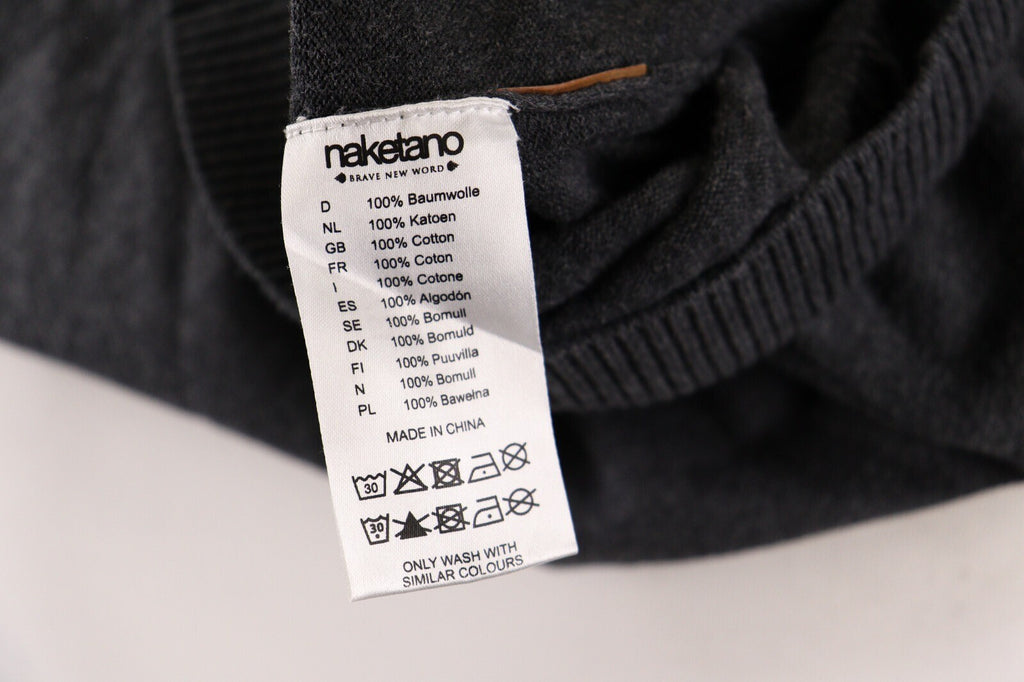 Naketano World Gray Cotton Knit Long Sleeve Sweater – Size L