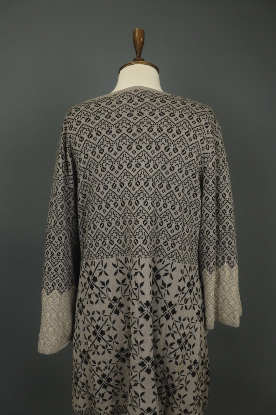 GUDRUN SJODEN Multi Floral 100% Cotton Knitted Square Neck Sweater Dress – Size XL
