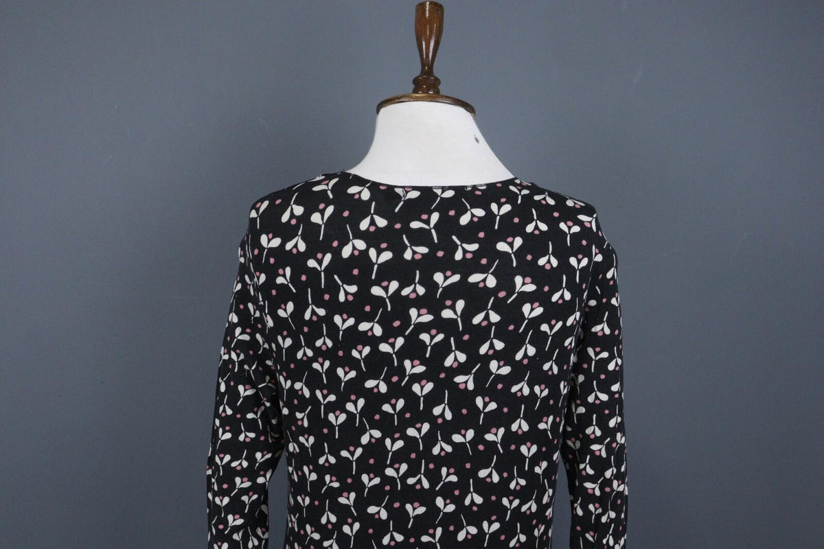 GUDRUN SJODEN Black Geometric Long Sleeve Top Blouse – Size S