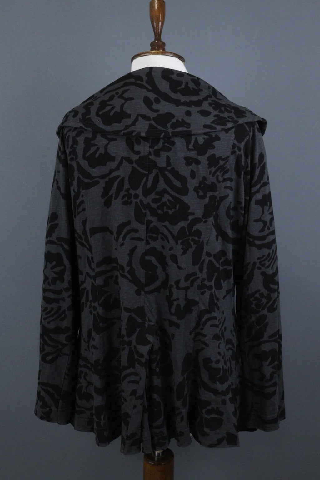 TOAST Black Gray Geometric Pattern Wool Tweed Button Front Blazer Jacket Sz M/L