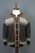 DALE OF NORWAY Black Clasp Fair Isle Wool Knit Ski Sweater