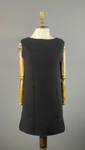 SARAH PACINI Black Wool Blend Ribbed Knee Leght Sheath Dress One Size