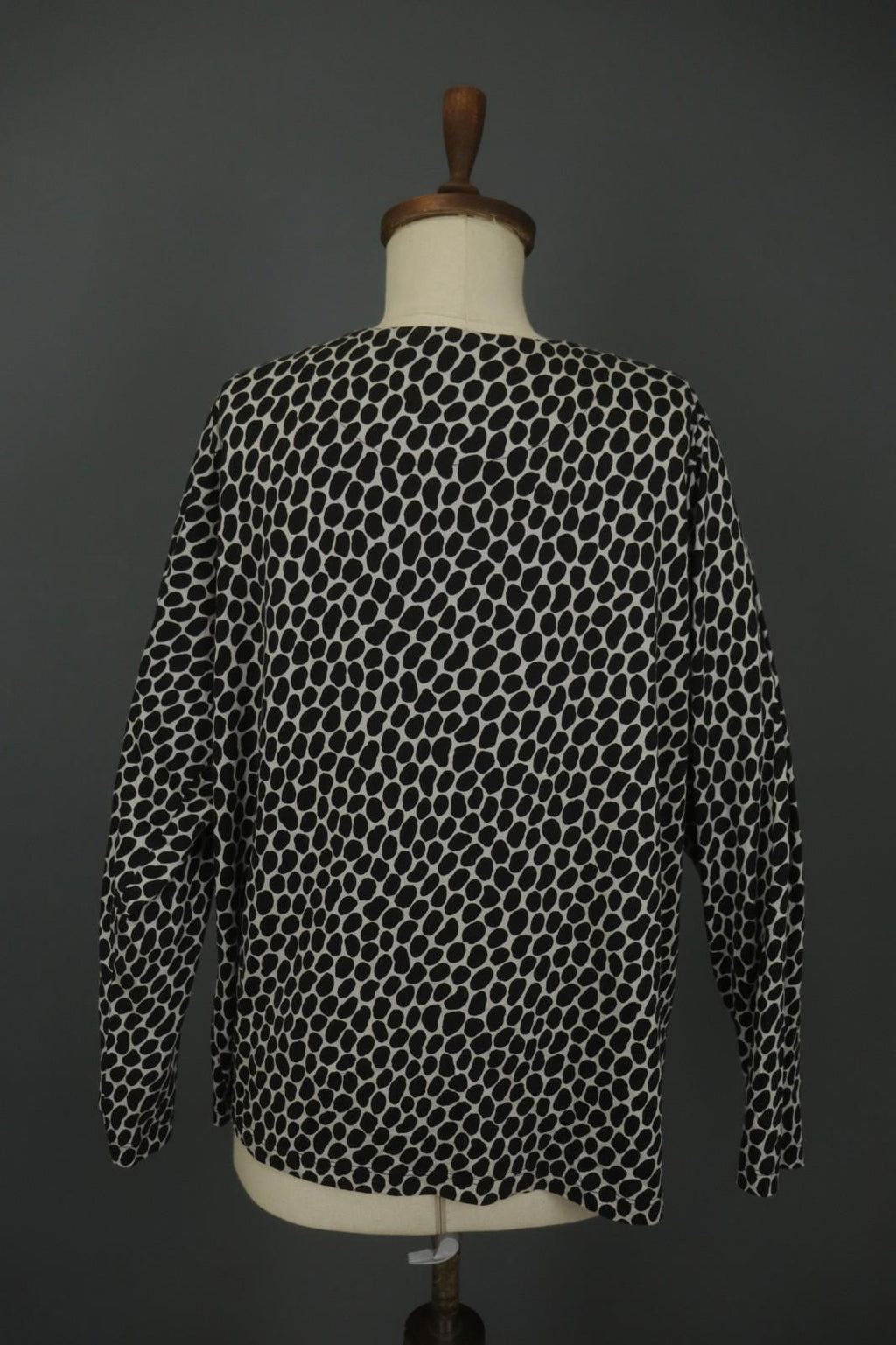 GUDRUN SJODEN Black & White Cotton Long Sleeve Round Neck Blouse Top – Size XL