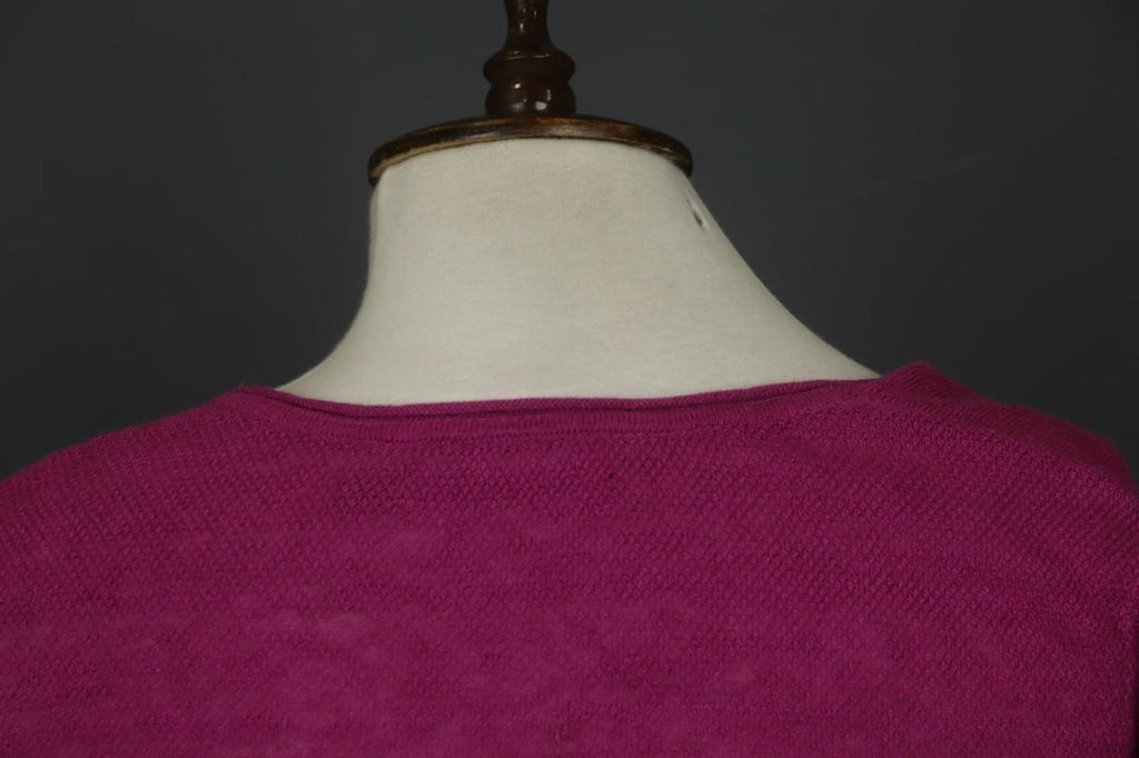 GUDRUN SJODEN Pink Linen Long Sleeve Crew Neck Side Slit Pullover Tunic Top Sz M
