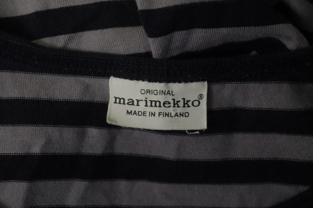 MARIMEKKO Gray & Black Striped 3/4 Sleeve Front Pockets Tunic Dress Sz S/M