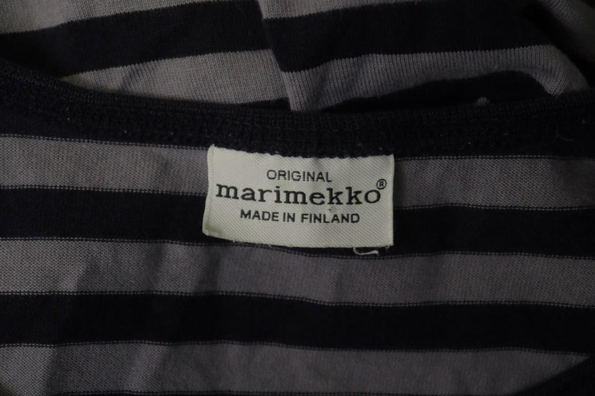 MARIMEKKO Gray & Black Striped 3/4 Sleeve Front Pockets Tunic Dress Sz S/M