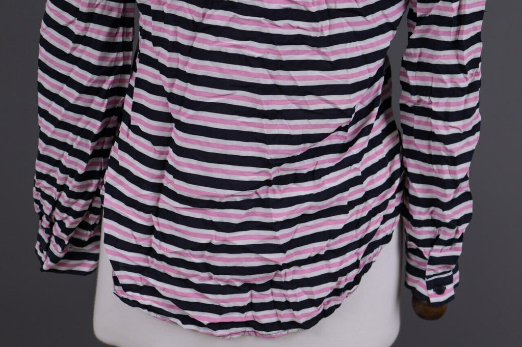 Emily Van Den Bergh Multicolor Striped Long Sleeve Henley Blouse Shirt Sz 38 / M