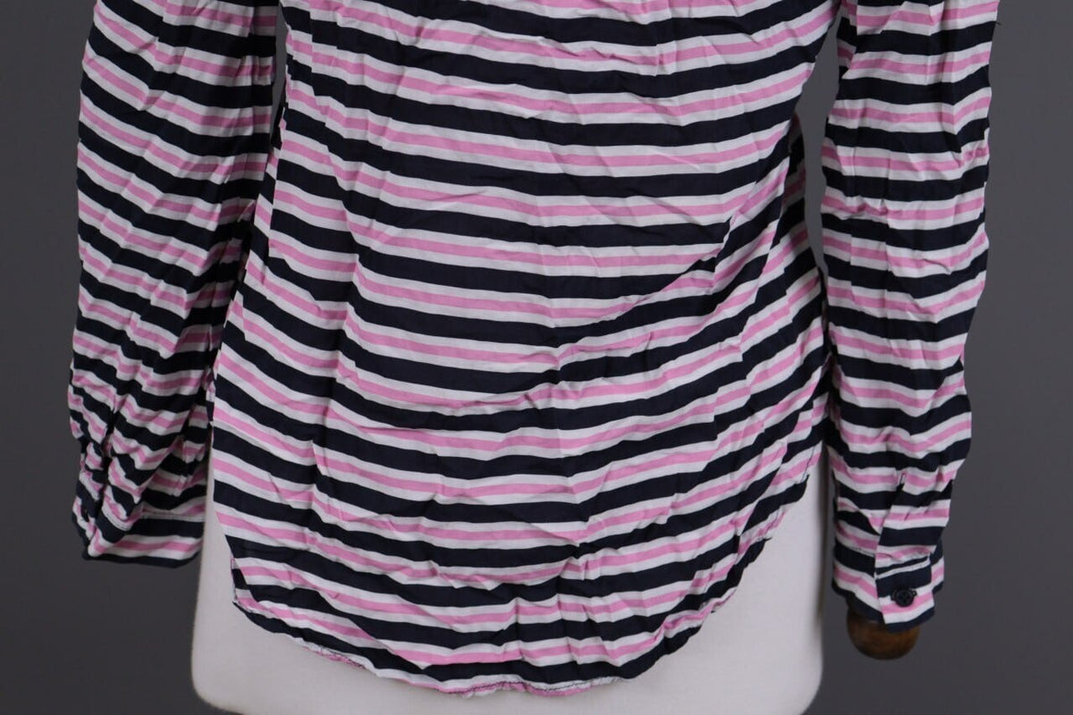 Emily Van Den Bergh Multicolor Striped Long Sleeve Henley Blouse Shirt Sz 38 / M