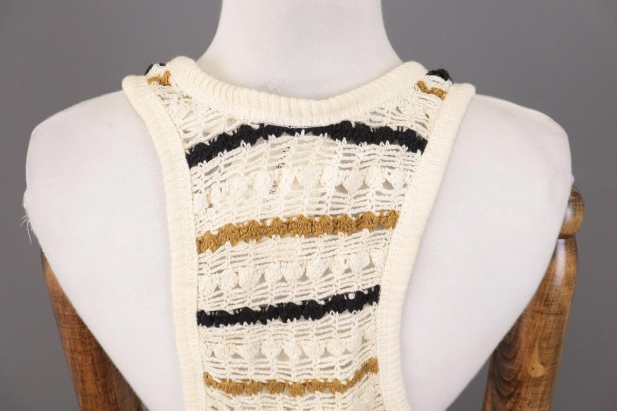 BNWT ISABEL MARANT ETOILE Beige Striped Crochet Knit Sleeveless Midi Dress Sz 36