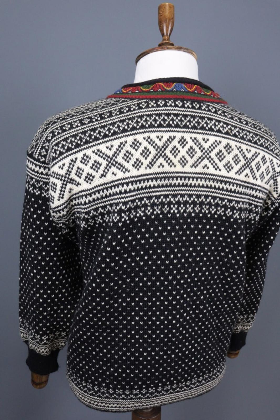 DALE OF NORWAY Black Fair Isle Wool Ski Sweater – Size S