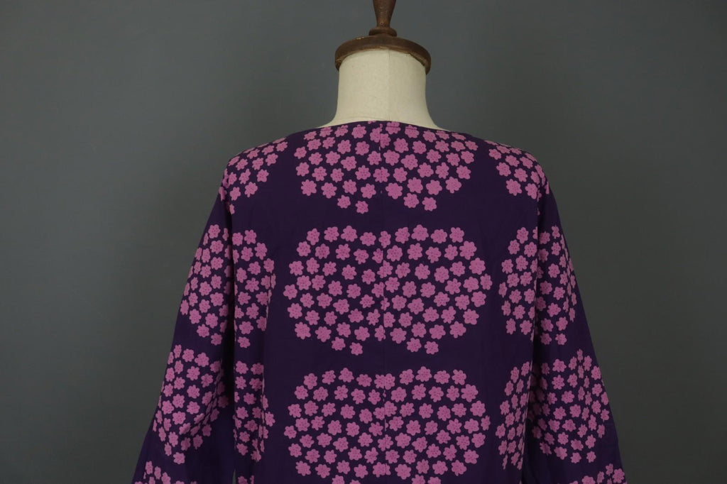MARIMEKKO Mika Piirainen Purple Floral Cotton Long Sleeve Shift Dress – Size 36