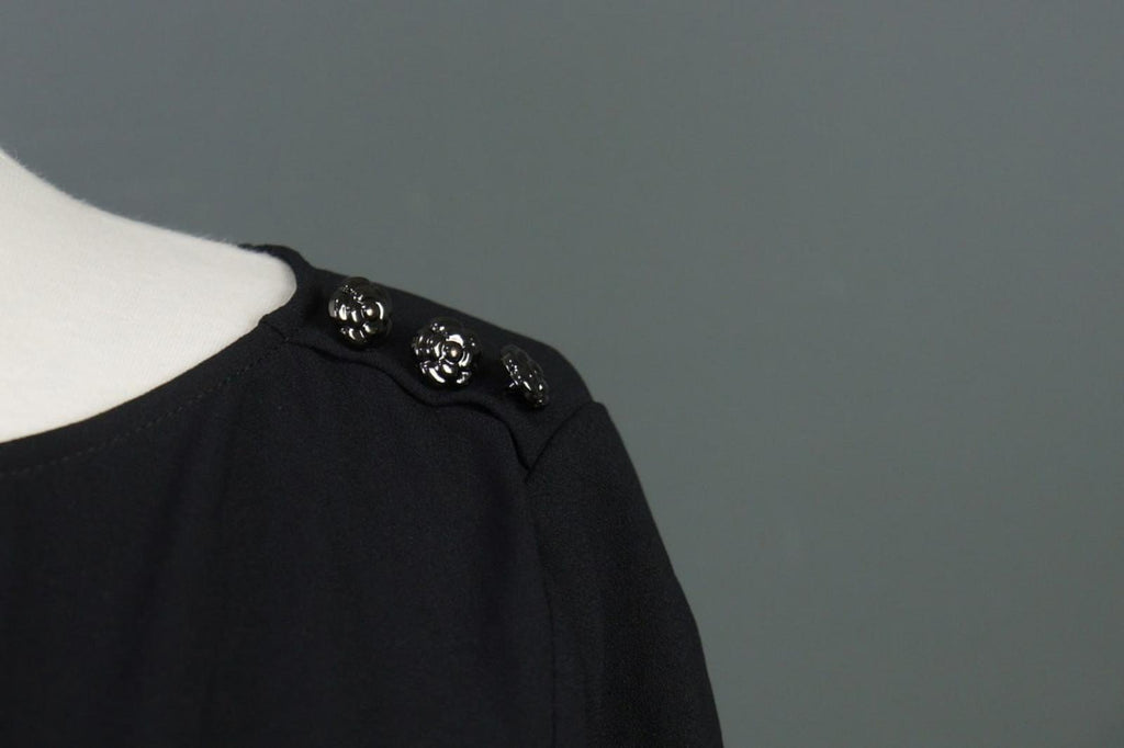 CHANEL Black Long Sleeve Button Side Slit Pullover Blouse Top – Size 34