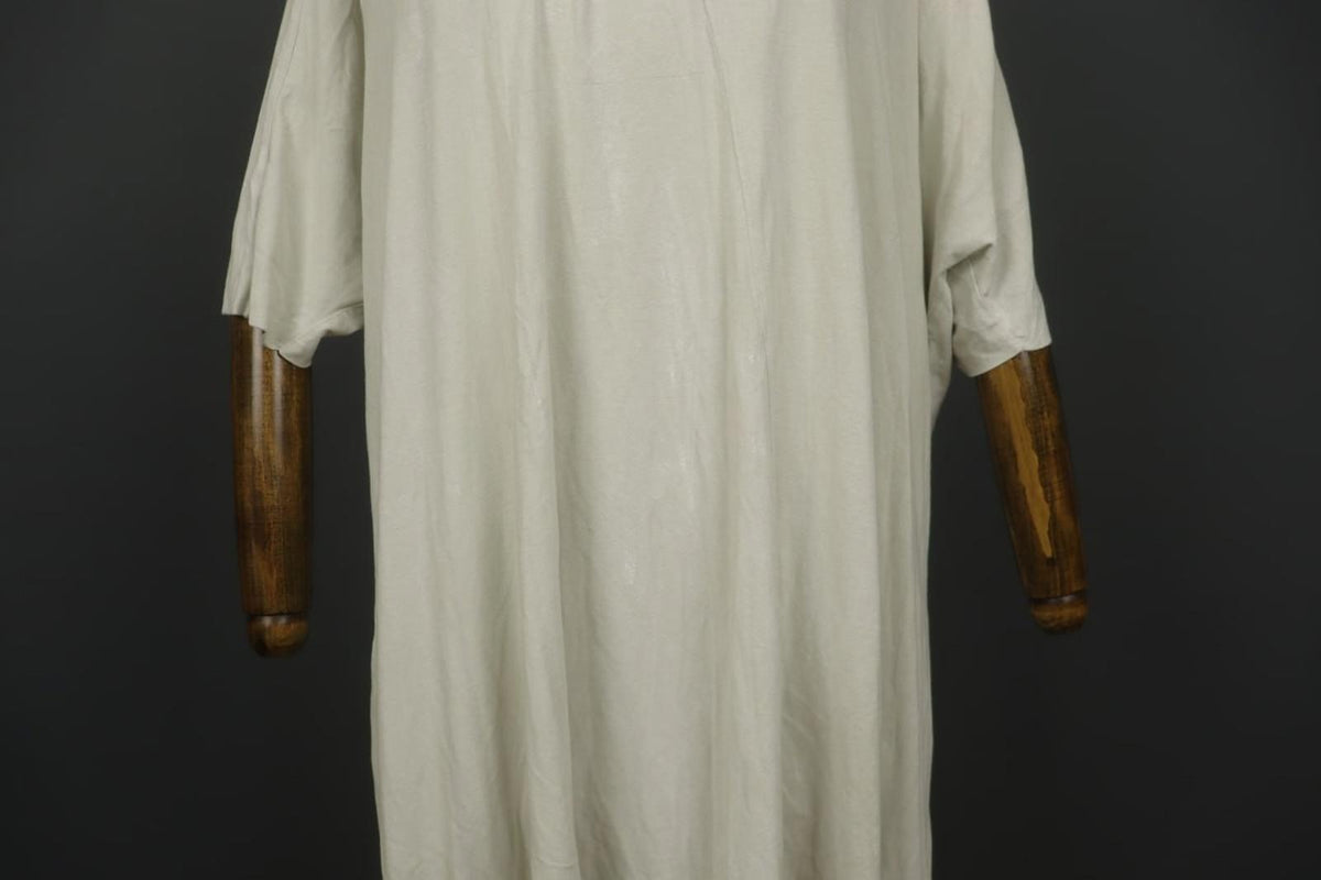 RUNDHOLZ DIP White 3/4 Sleeve Crew Neck Asymmetrical Hem Pullover T-Shirt Dress