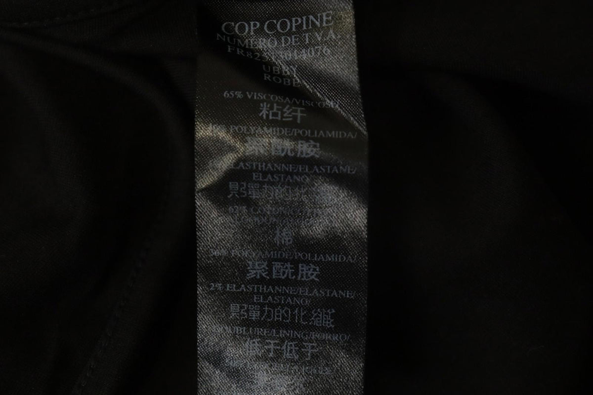 COP COPINE Blue & Black Round Neck Short Sleeve Zip-Up A-Line Dress – Size 40