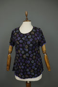 GUDRUN SJODEN Multi Floral Short Sleeve Round Neck Pullover T-Shirt Top – Size M