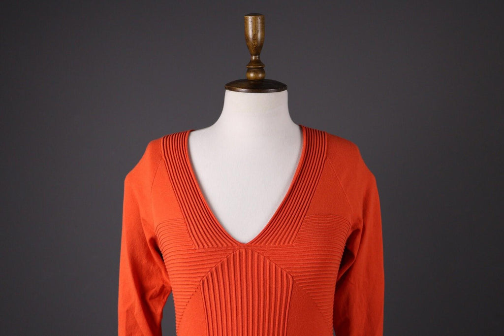 VERSACE COLLECTION Orange Tight Knit 3/4 Sleeve Sweater – Size 44