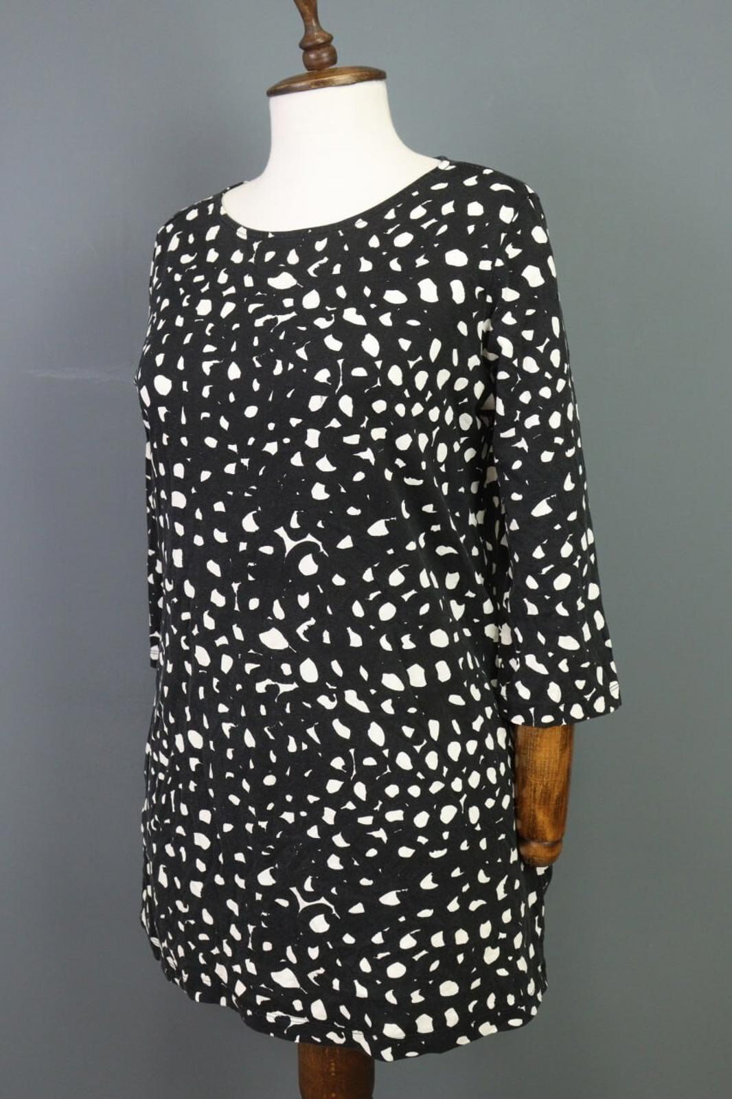 MARIMEKKO Black Printed A-Line Relaxed 3/4 Sleeve Tunic Dress – Size S