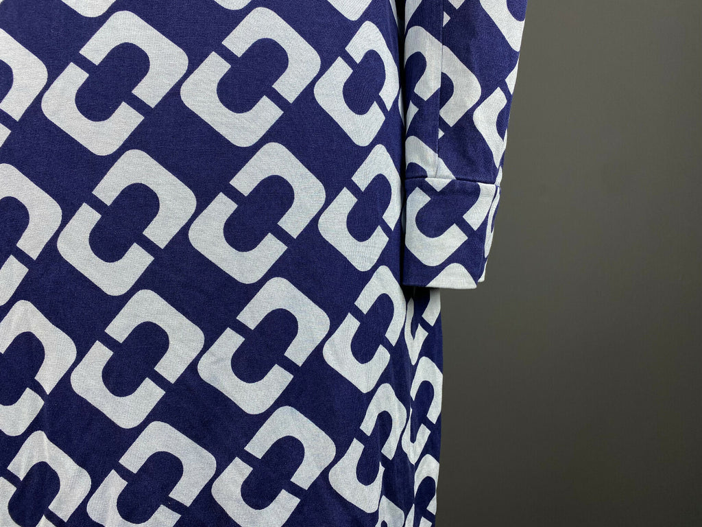 Diane von Furstenberg Blue Silk Open Front Belted A-Line Dress – Women's 2