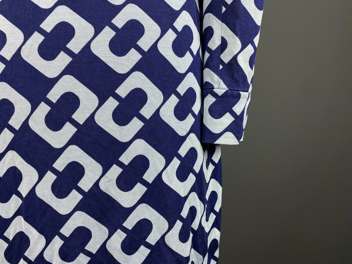 Diane von Furstenberg Blue Silk Open Front Belted A-Line Dress – Women's 2