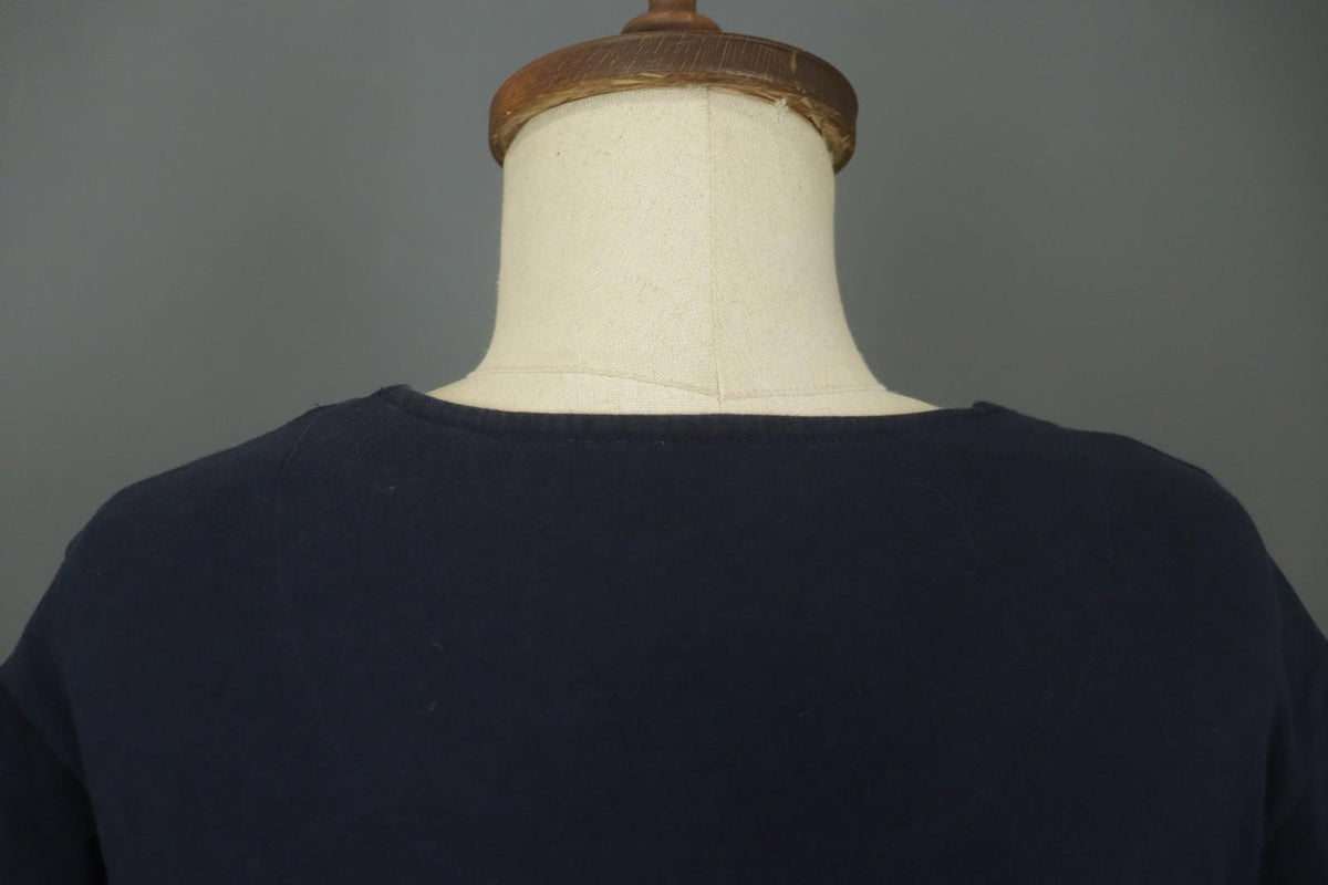 GUDRUN SJODEN Navy Cotton Long Sleeve Round Neck Pullover Blouse Top – Size L