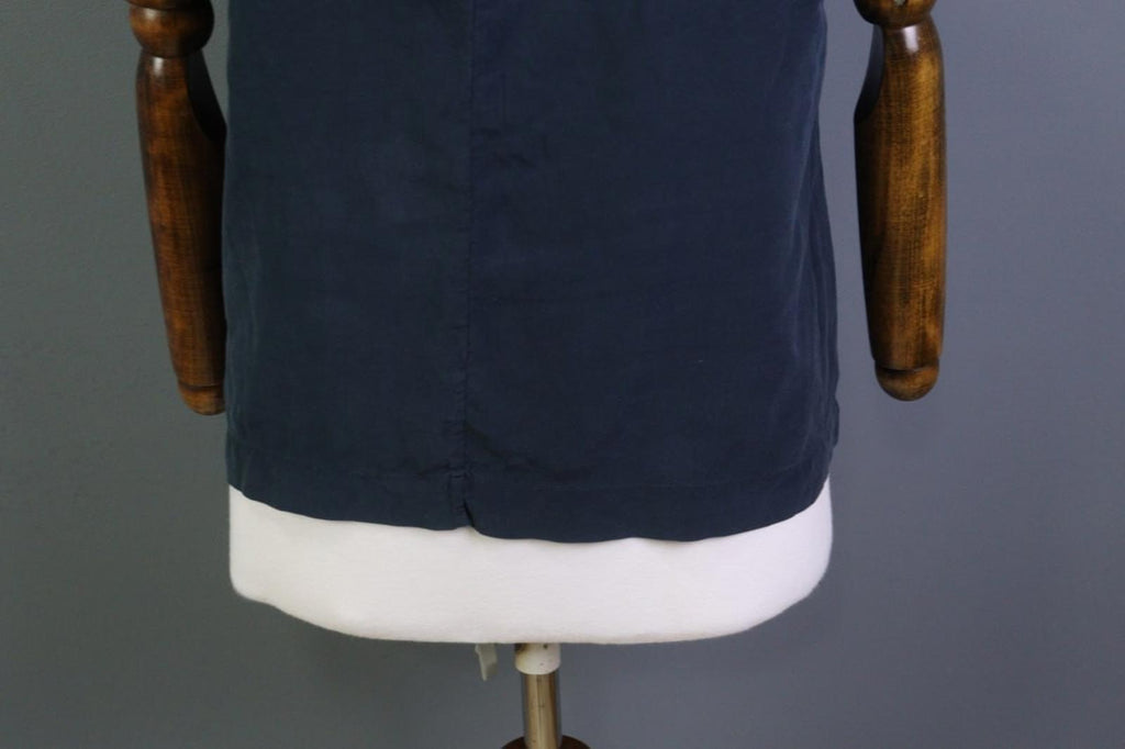 GRIZAS Blue Silk Stretch Scoop Neck Short Sleeve Pullover Blouse Top – Size M