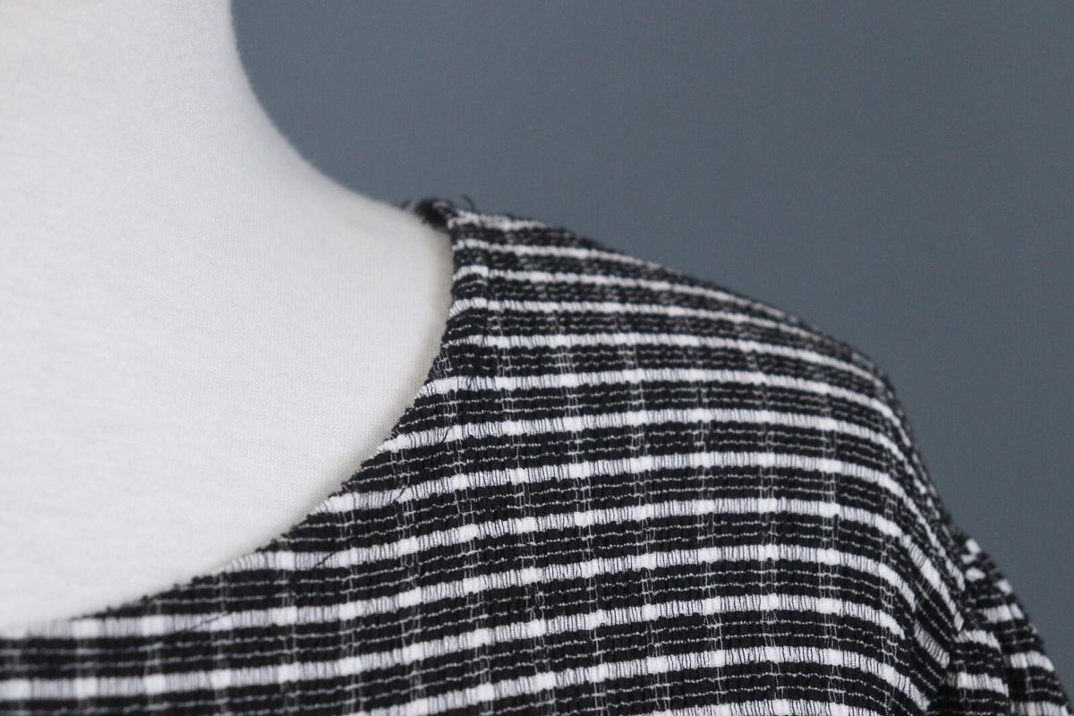 ZADIG & VOLTAIRE Black and White Casual Long Sleeve Round Neck Top Blouse