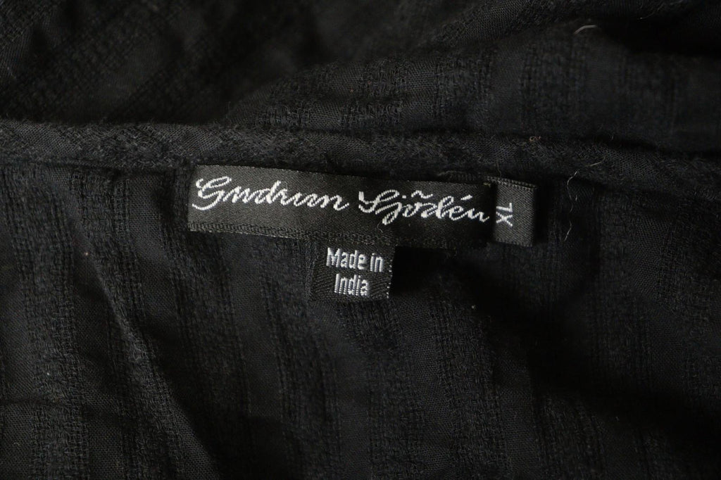 GUDRUN SJODEN Black 100% Cotton Scoop Neck Button Front Shirt Dress – Size XL