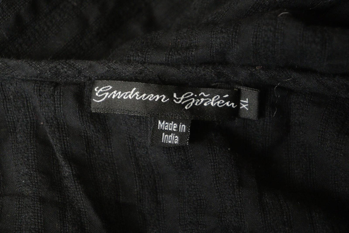 GUDRUN SJODEN Black 100% Cotton Scoop Neck Button Front Shirt Dress – Size XL