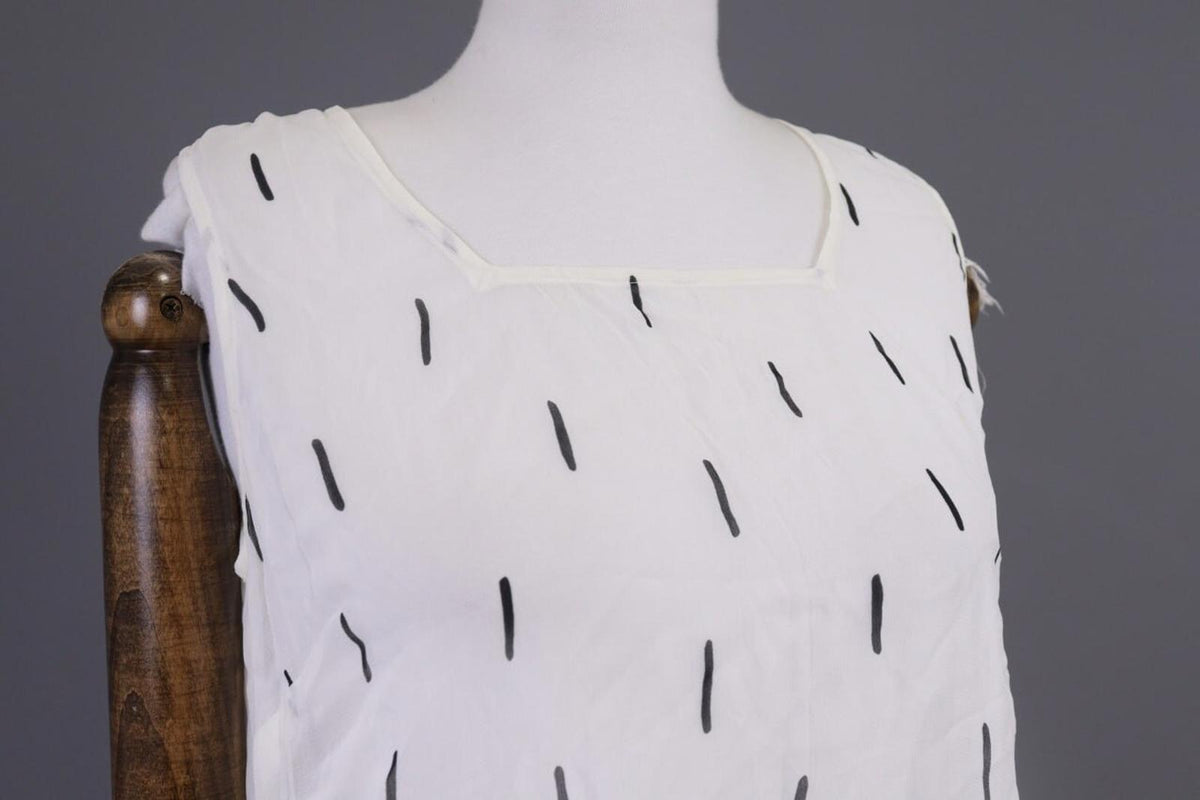 GUDRUN SJODEN White Printed Sleeveless Lightweight Blouson Dress – Size S