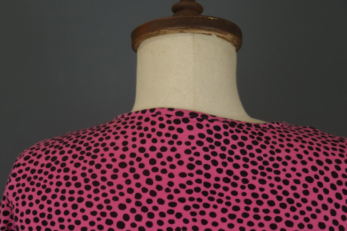MARIMEKKO Pink Polka Dot Cotton Long Sleeve Scoop Neck Sheath Dress – Size S