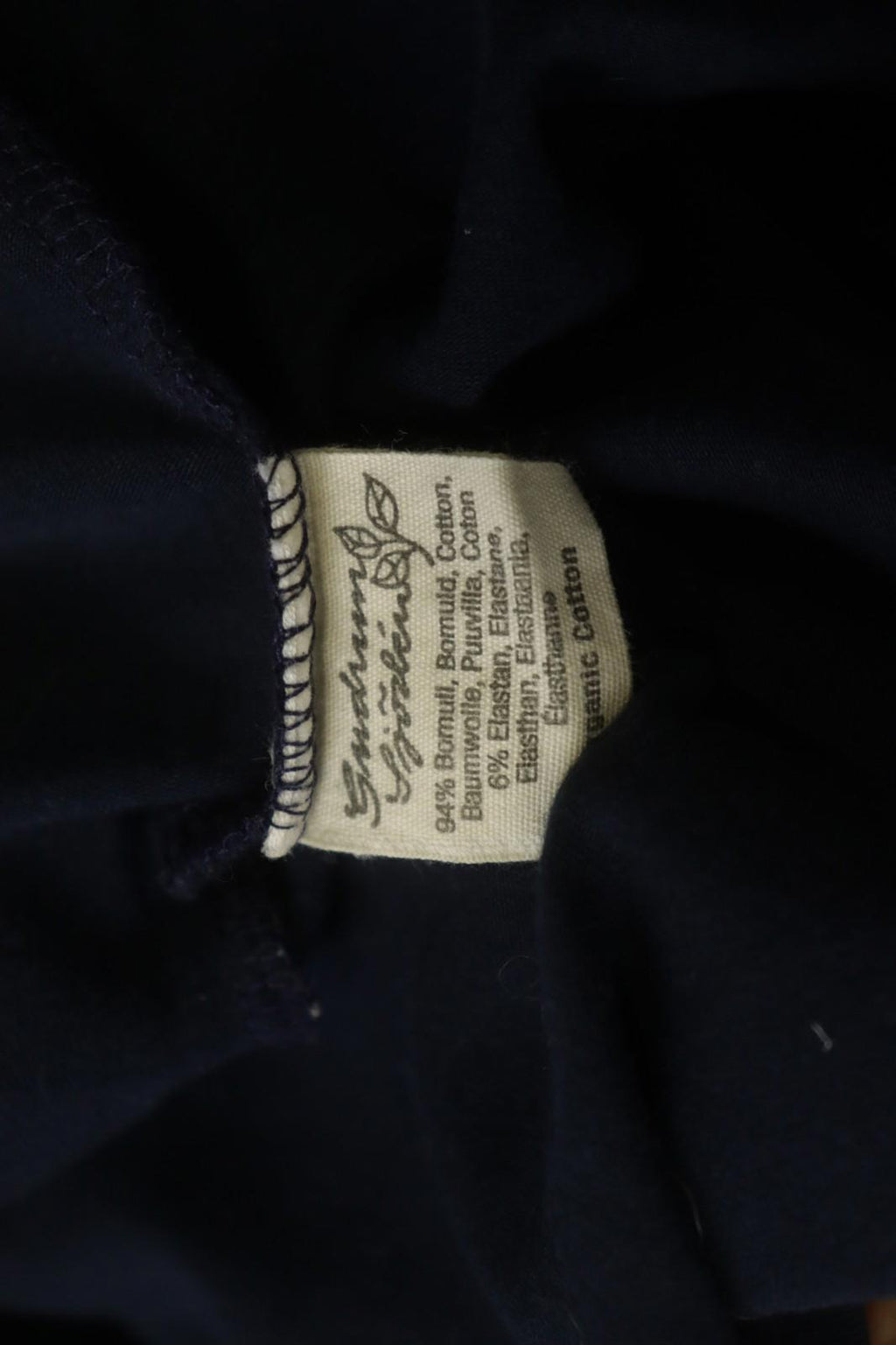 GUDRUN SJODEN Navy Cotton Long Sleeve Round Neck Pullover Blouse Top – Size L
