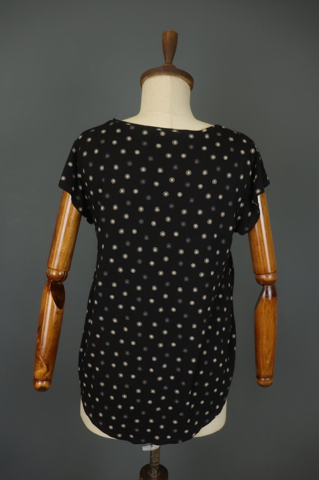 GUDRUN SJODEN Multi Polka Dot Short Sleeve Round Neck Pullover Blouse Top – Size M
