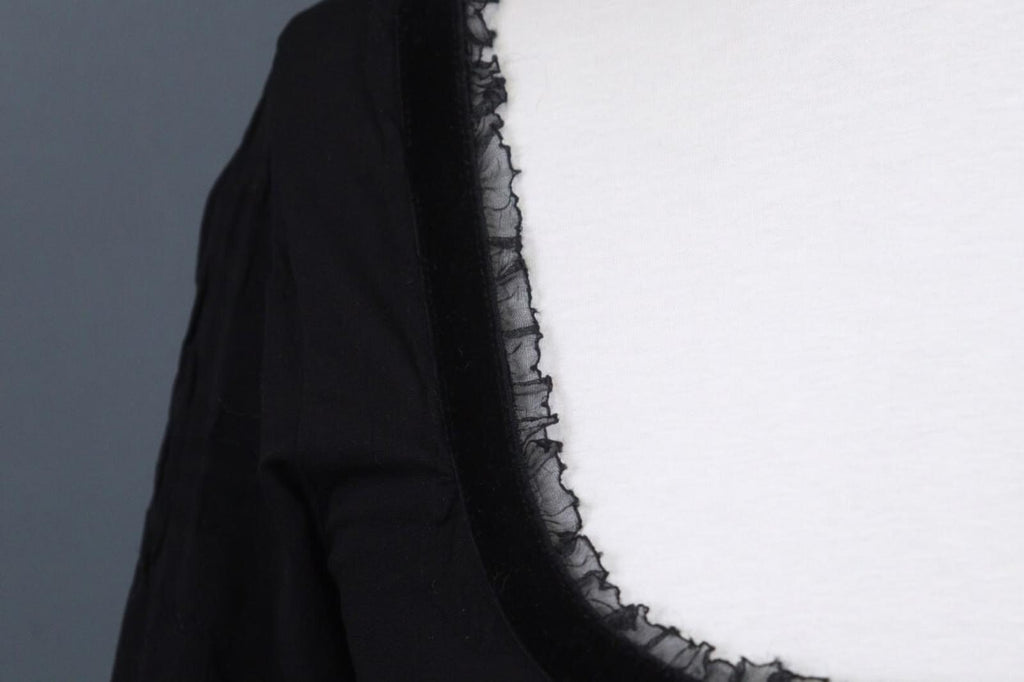 HIGH USE Black Square Neck Long Sleeve Casual Tie Front Fit & Flare Dress – Size L