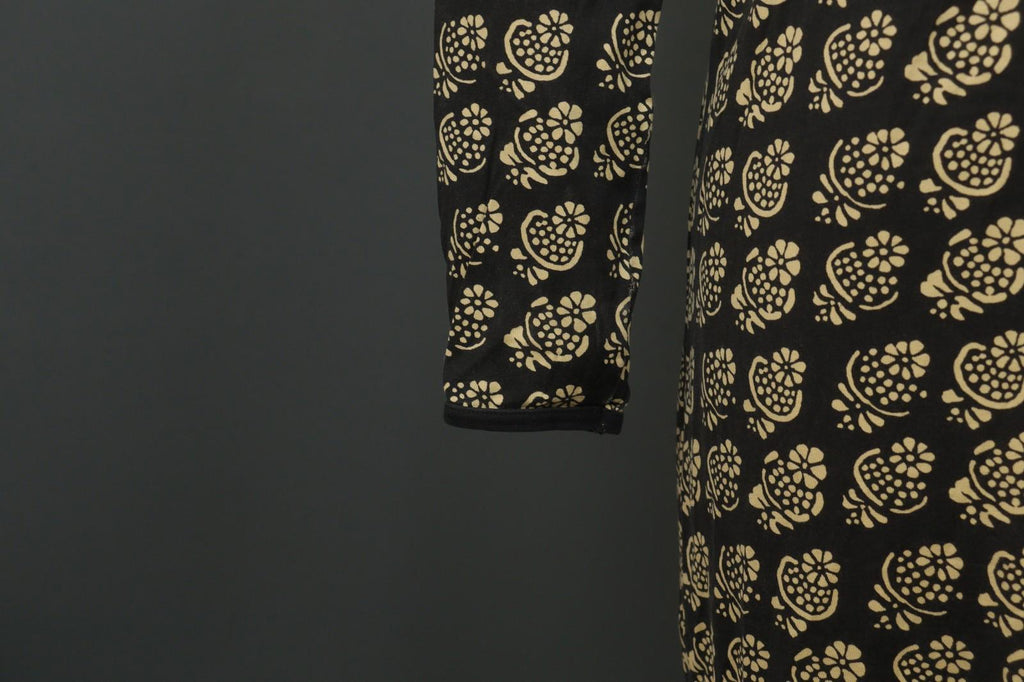 MARIMEKKO Black Ivory Floral Knit Long Sleeve Round Neck Sweater Dress – Size S