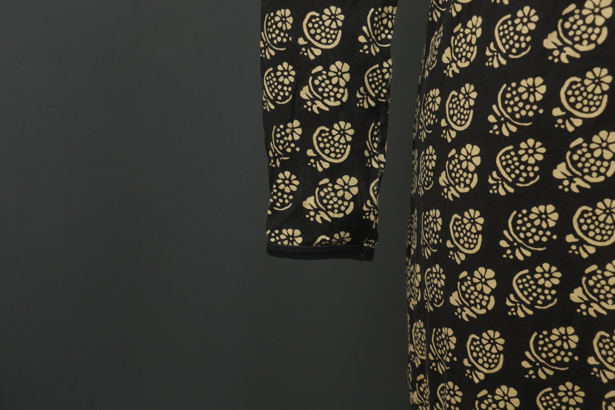 MARIMEKKO Black Ivory Floral Knit Long Sleeve Round Neck Sweater Dress – Size S