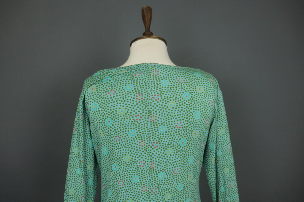GUDRUN SJODEN Green Polka Dot V-Neck Long Sleeve Pullover Sheath Dress – Size M