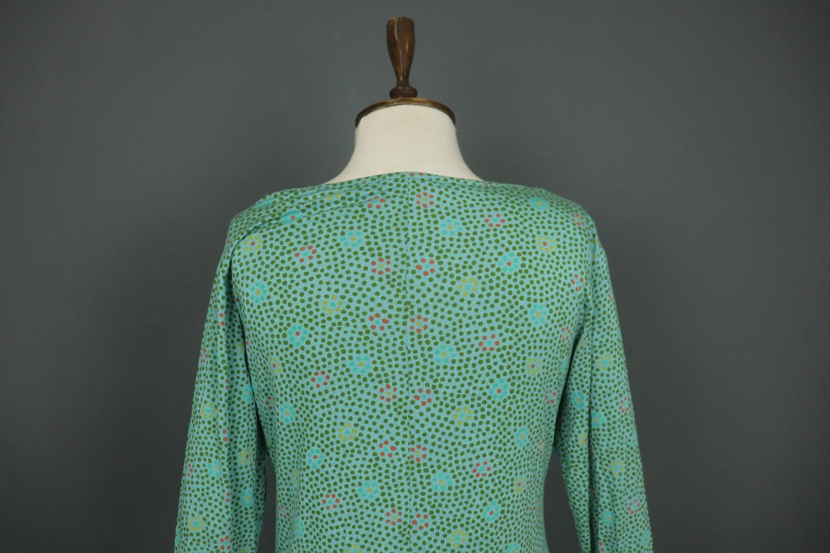 GUDRUN SJODEN Green Polka Dot V-Neck Long Sleeve Pullover Sheath Dress – Size M